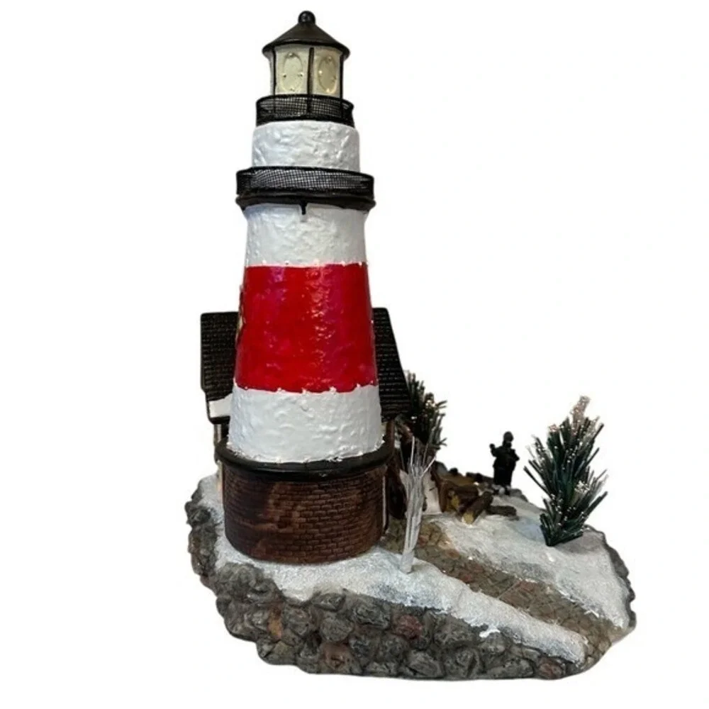 Fiber Optic Mountain Lighthouse Christmas Village 12 Inch Lighted Holiday Decor